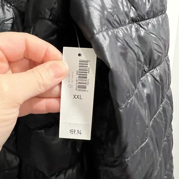 NEW NWT Old Navy black shiny thin puffer jacket‎ coat 2x XXL - Picture 8 of 9